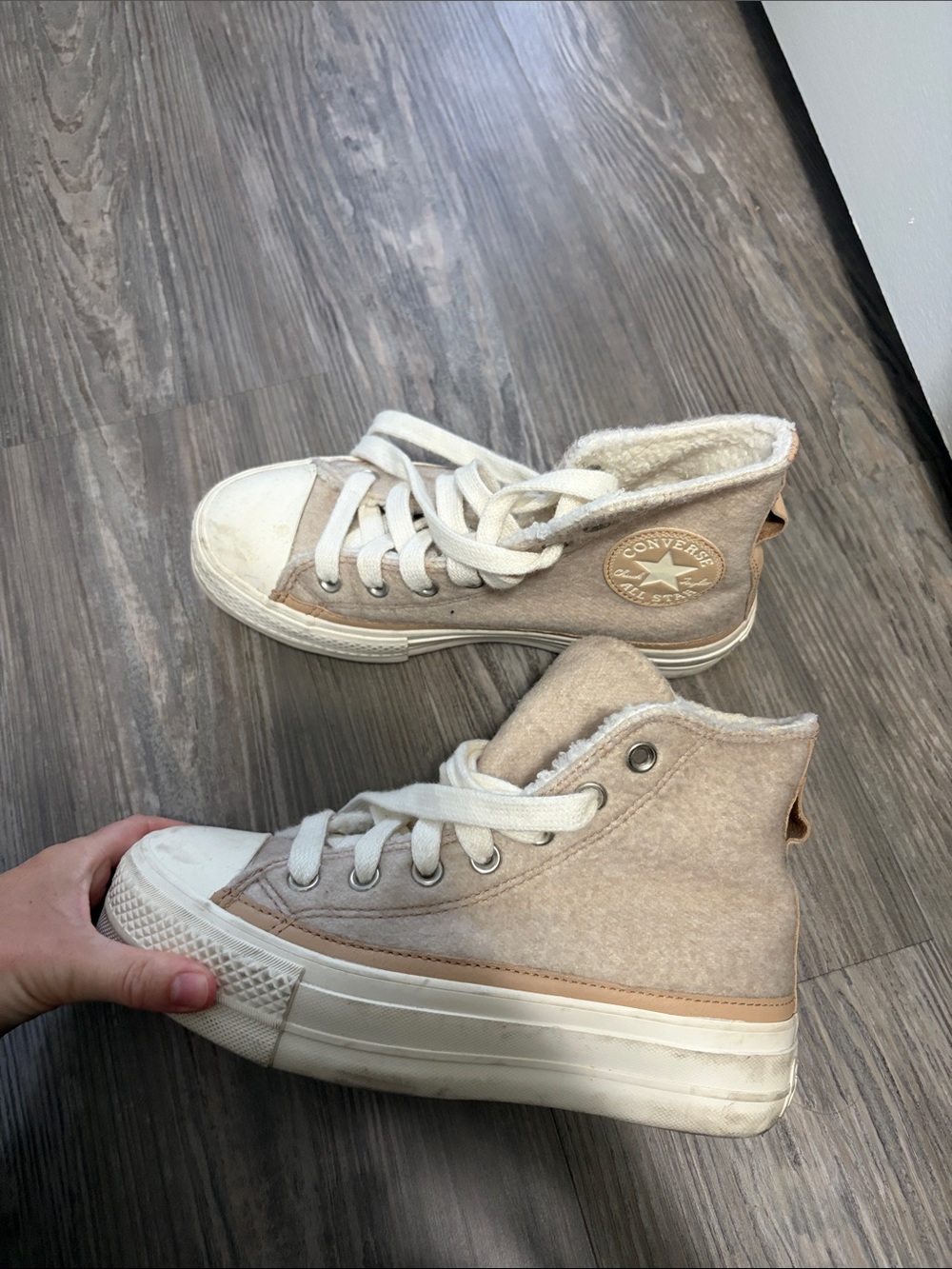 Converse Beige/Cream High-Top Sneakers